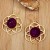 Maroon Druzy Flower Earrings